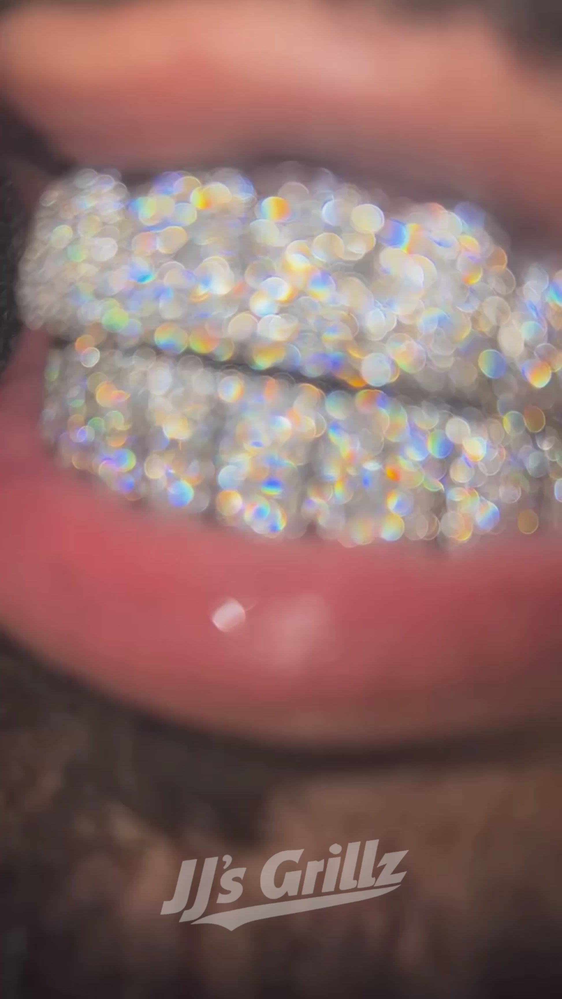 Video of customer showcasing and wearing JJ’s Grillz showing it’s high quality fit, style & shine