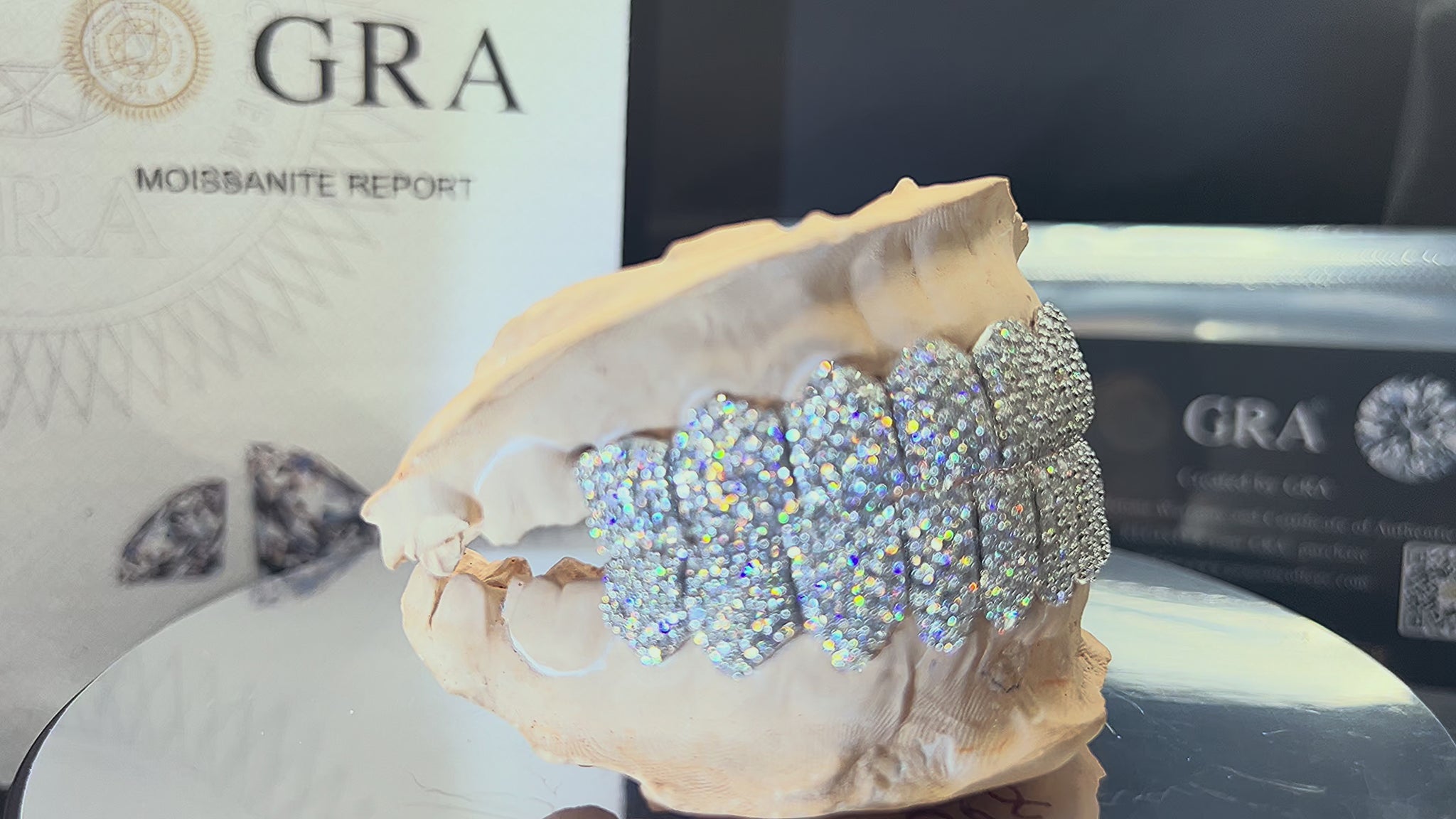 High Quality Moissanite Grillz Made & Displayed by JJ's Grillz.